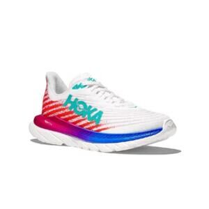 Hoka Women's White with Teal, Pink and Blue Gradient Running Shoes